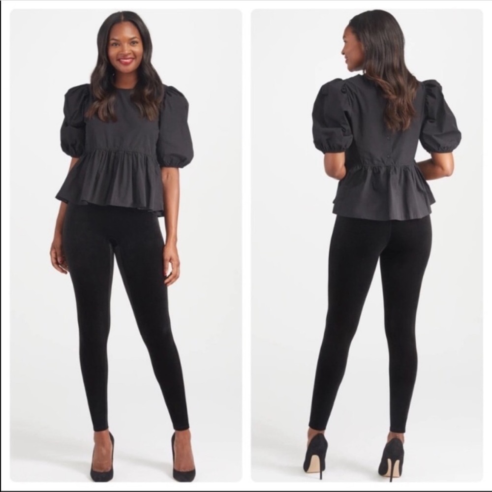 NWOT Spanx gorgeous black velvet high waisted leggings!